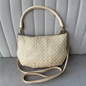 Clare V Petit Moyen Messenger - Cream Woven Checker